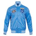 CHAQUETA DE SATÉN ACANALADA RETRO CLÁSICA PARA HOMBRE MLB KANSAS CITY ROYALS (AZUL UNIVERSITARIO)