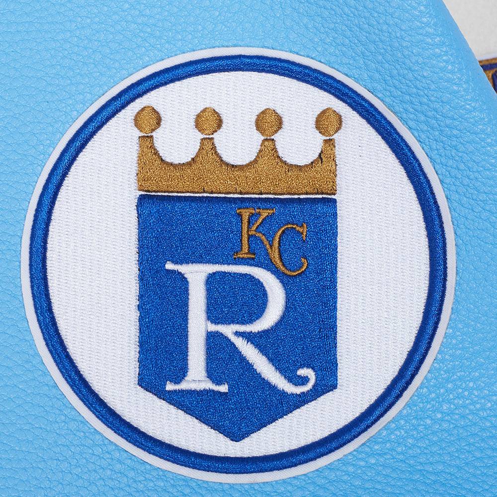 MLB KANSAS CITY ROYALS RETRO CLASSIC MEN'S RIB WOOL VARSITY JACKET (EGGSHELL/ UNIVERSITY BLUE)