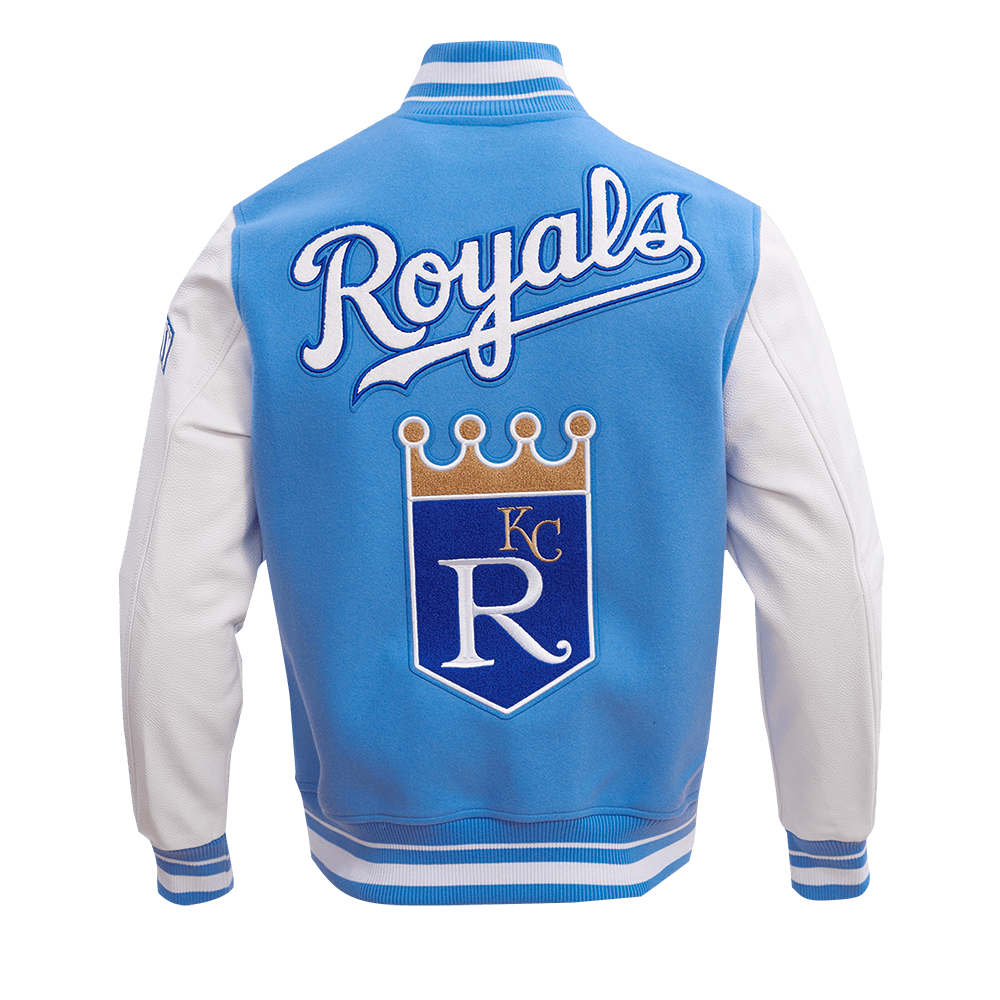 MLB KANSAS CITY ROYALS RETRO CLASSIC MEN'S RIB WOOL VARSITY JACKET (UNIVERSITY BLUE/WHITE)