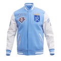 MLB KANSAS CITY ROYALS RETRO CLASSIC MEN'S RIB WOOL VARSITY JACKET (UNIVERSITY BLUE/WHITE)