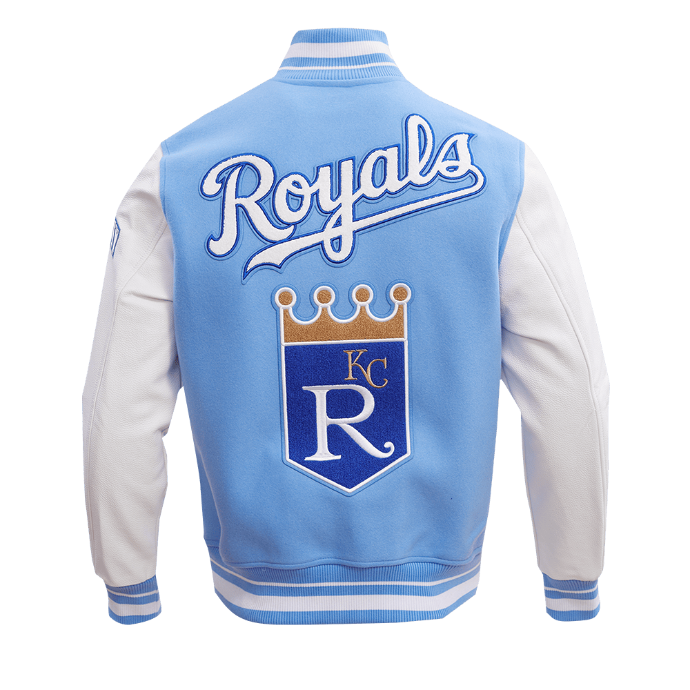 MLB KANSAS CITY ROYALS RETRO CLASSIC MEN'S RIB WOOL VARSITY JACKET (UNIVERSITY BLUE/WHITE)