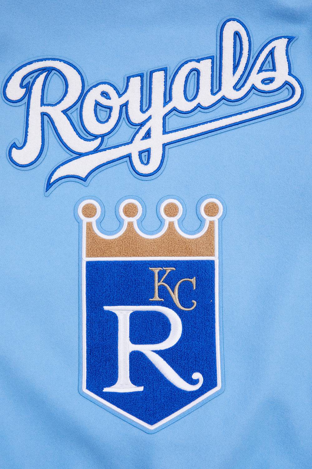 MLB KANSAS CITY ROYALS RETRO CLASSIC MEN'S RIB WOOL VARSITY JACKET (UNIVERSITY BLUE/WHITE)