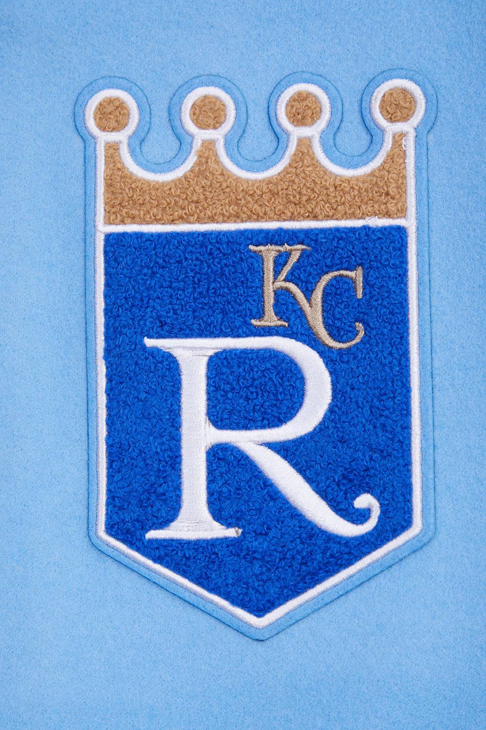 MLB KANSAS CITY ROYALS RETRO CLASSIC MEN'S RIB WOOL VARSITY JACKET (UNIVERSITY BLUE/WHITE)