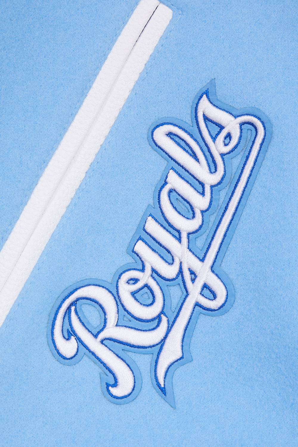 MLB KANSAS CITY ROYALS RETRO CLASSIC MEN'S RIB WOOL VARSITY JACKET (UNIVERSITY BLUE/WHITE)