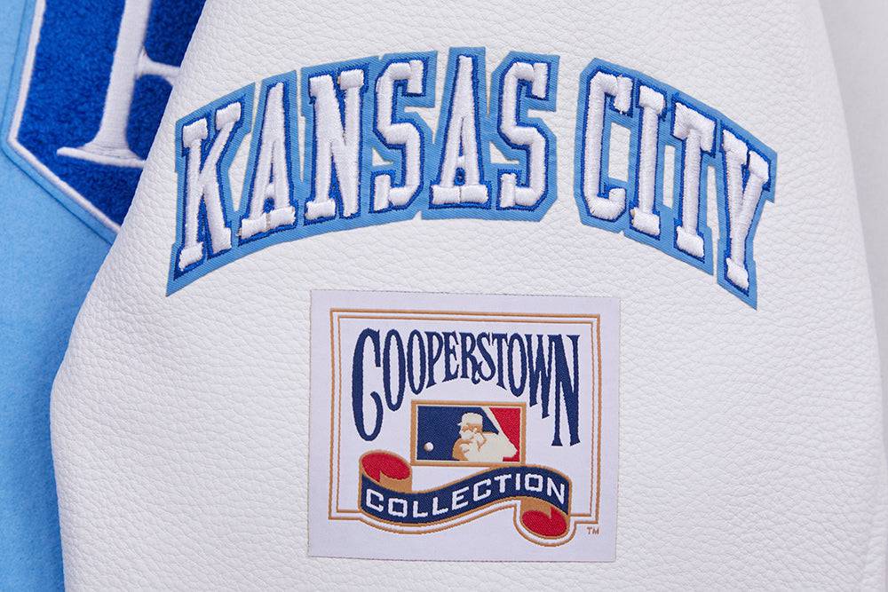 MLB KANSAS CITY ROYALS RETRO CLASSIC MEN'S RIB WOOL VARSITY JACKET (UNIVERSITY BLUE/WHITE)