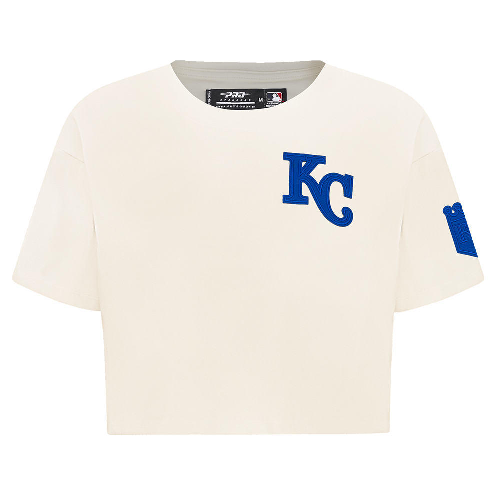 MLB KANSAS CITY ROYALS TRIPLE TONAL SINGLE JERSEY BOXY WOMEN'S TEE (EGGSHELL)