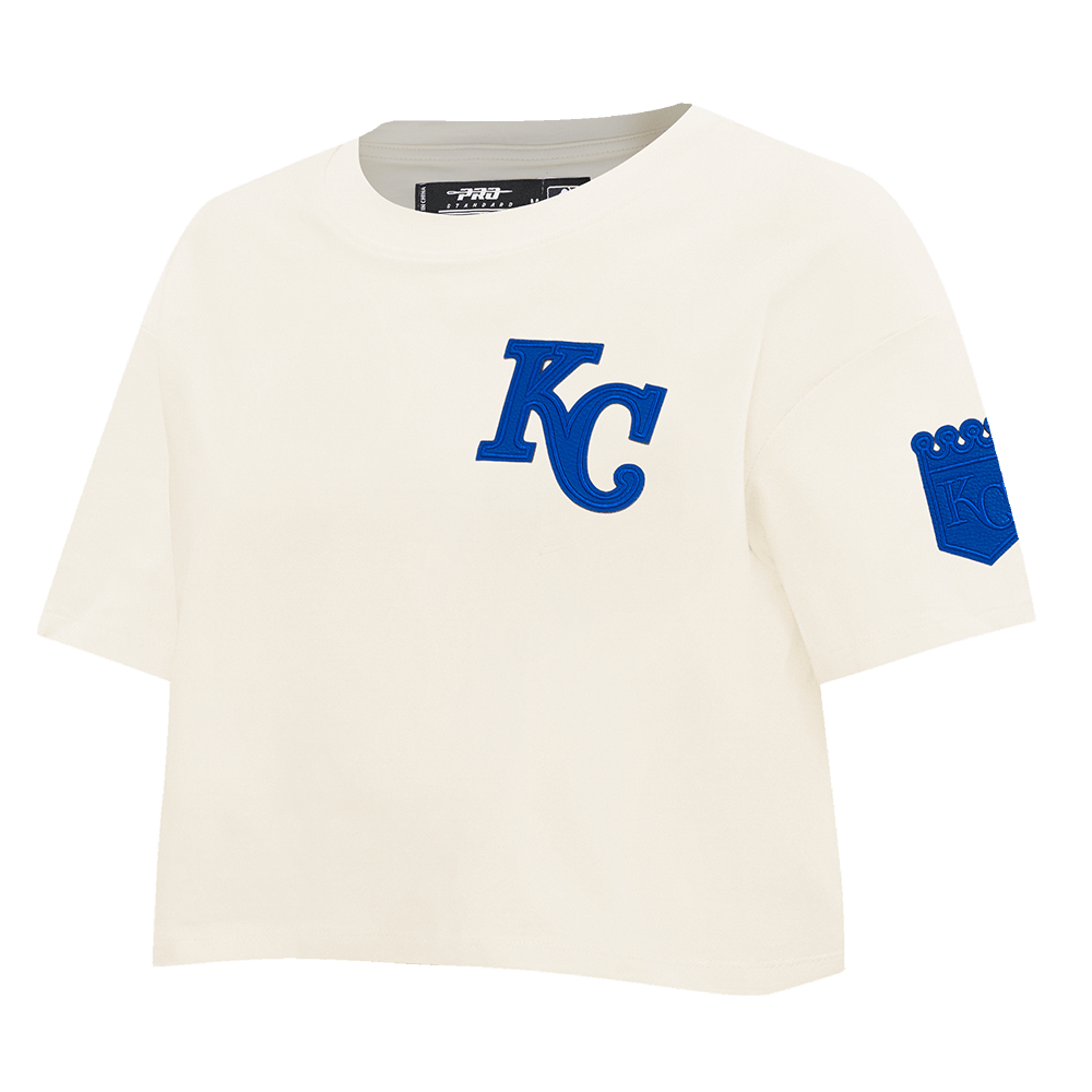 MLB KANSAS CITY ROYALS TRIPLE TONAL SINGLE JERSEY BOXY WOMEN'S TEE (EGGSHELL)