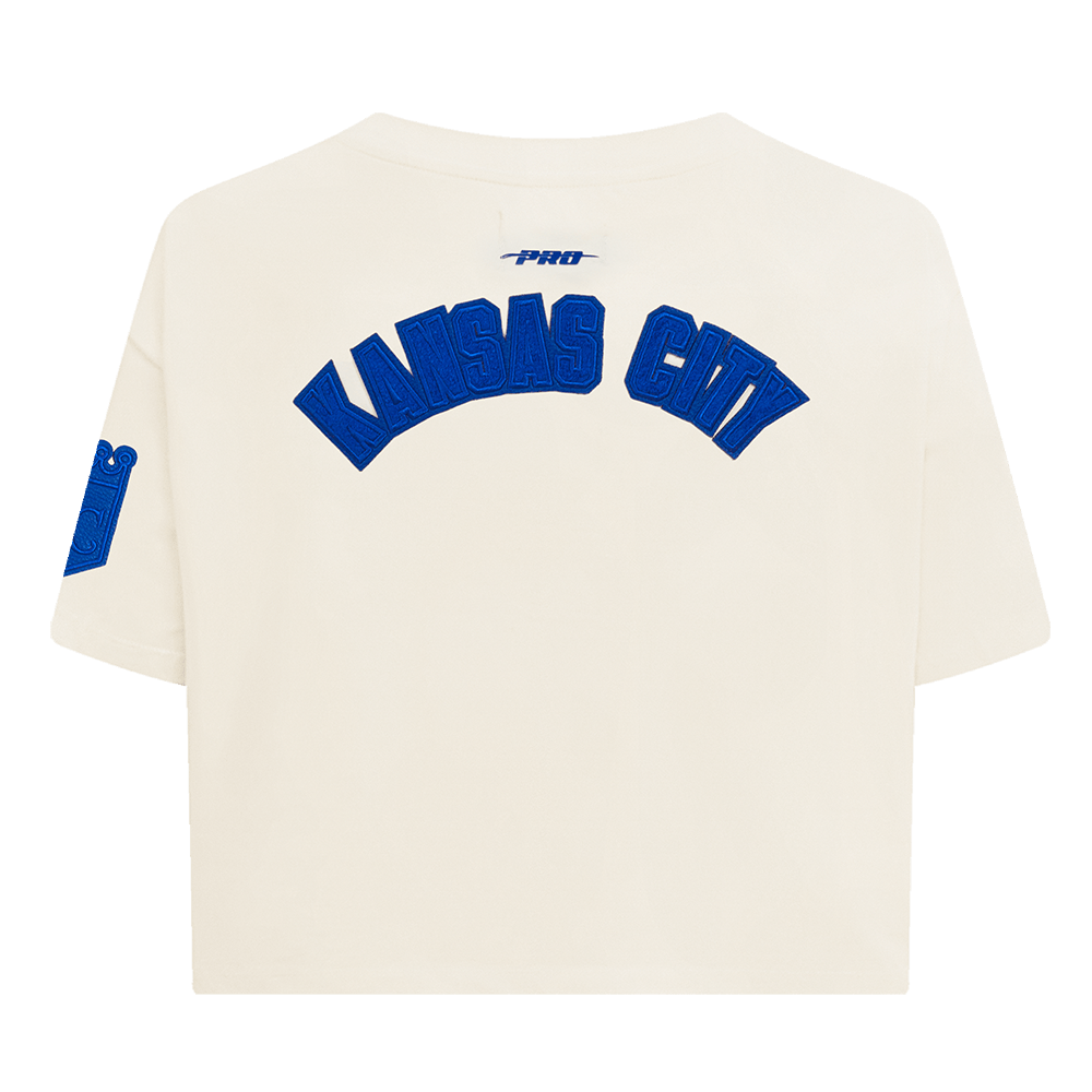 MLB KANSAS CITY ROYALS TRIPLE TONAL SINGLE JERSEY BOXY WOMEN'S TEE (EGGSHELL)