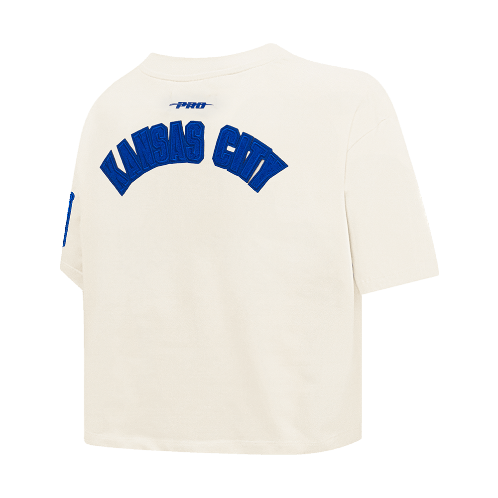 MLB KANSAS CITY ROYALS TRIPLE TONAL SINGLE JERSEY BOXY WOMEN'S TEE (EGGSHELL)