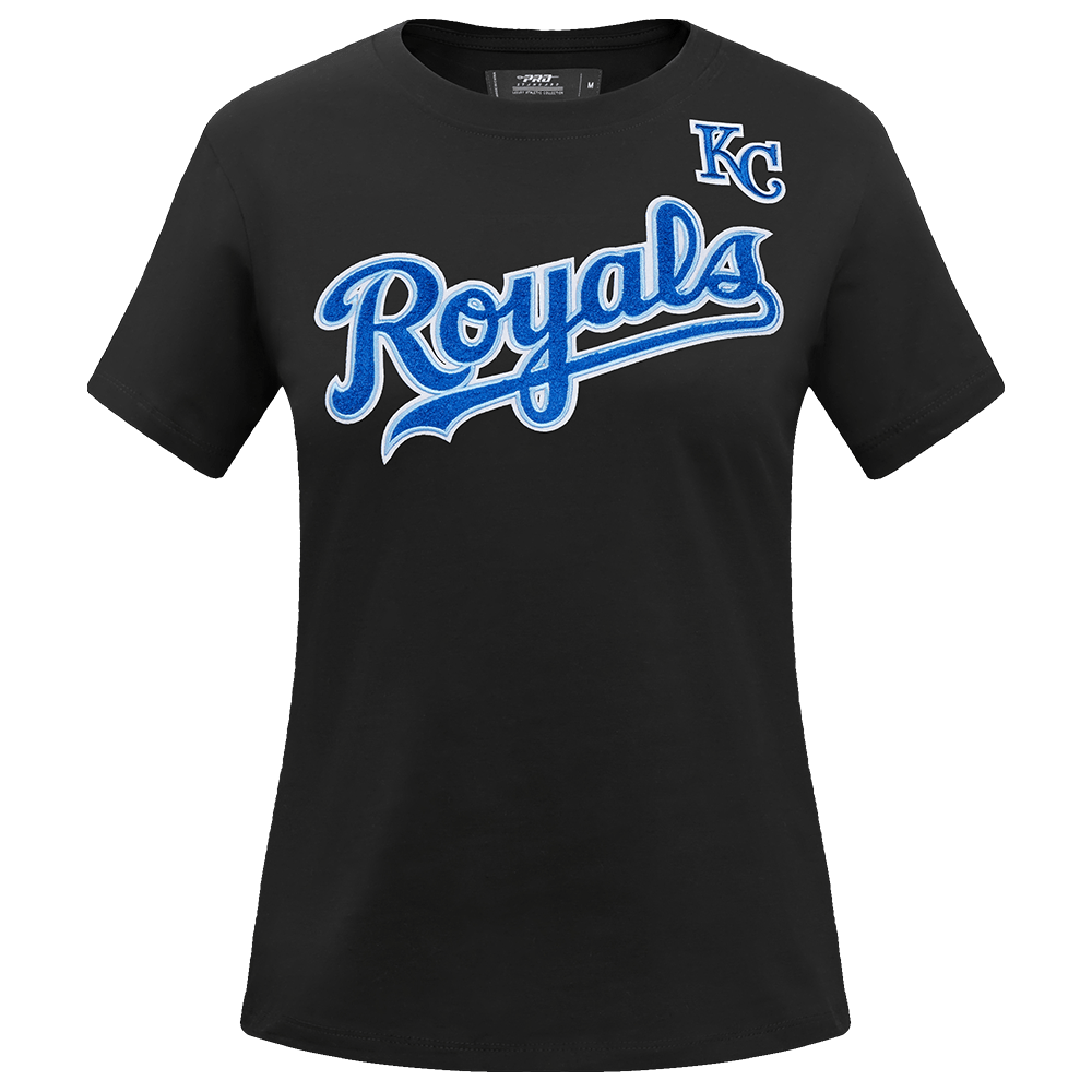 MLB KANSAS CITY ROYALS CLASSIC SHORT SLEEVE WOMEN'S SINGLE JERSEY SLIM FIT TOP (BLACK)