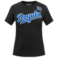 MLB KANSAS CITY ROYALS CLASSIC SHORT SLEEVE WOMEN'S SINGLE JERSEY SLIM FIT TOP (BLACK)