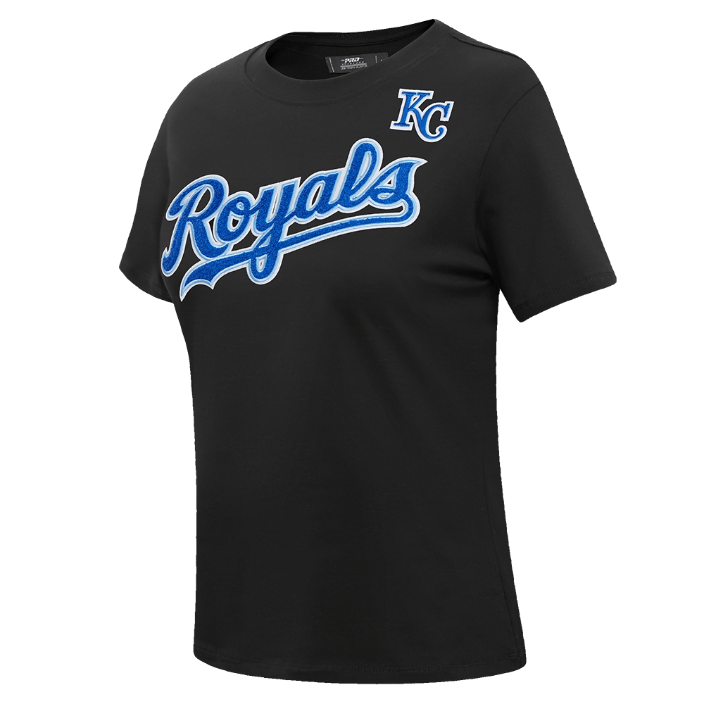 MLB KANSAS CITY ROYALS CLASSIC SHORT SLEEVE WOMEN'S SINGLE JERSEY SLIM FIT TOP (BLACK)