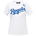 MLB KANSAS CITY ROYALS CLASSIC SHORT SLEEVE WOMEN'S SINGLE JERSEY SLIM FIT TOP (WHITE)