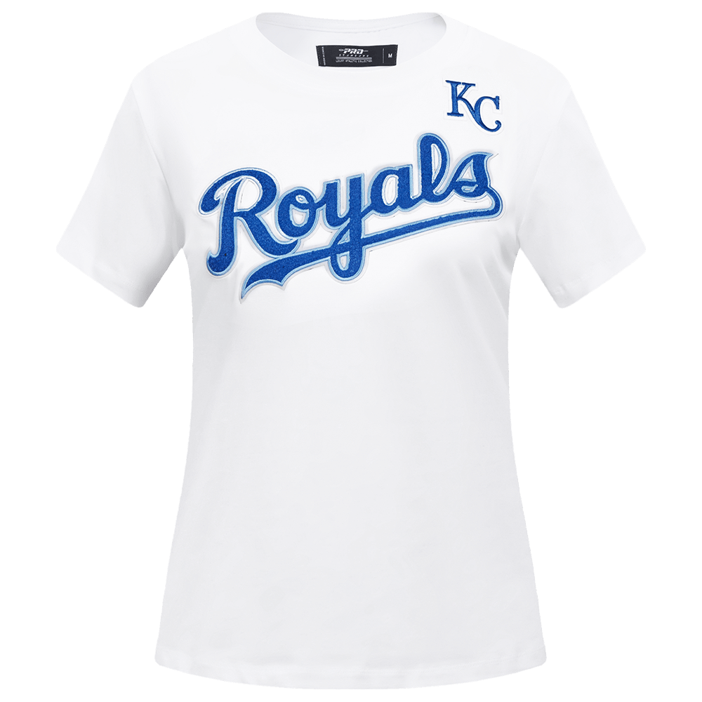 MLB KANSAS CITY ROYALS CLASSIC SHORT SLEEVE WOMEN'S SINGLE JERSEY SLIM FIT TOP (WHITE)