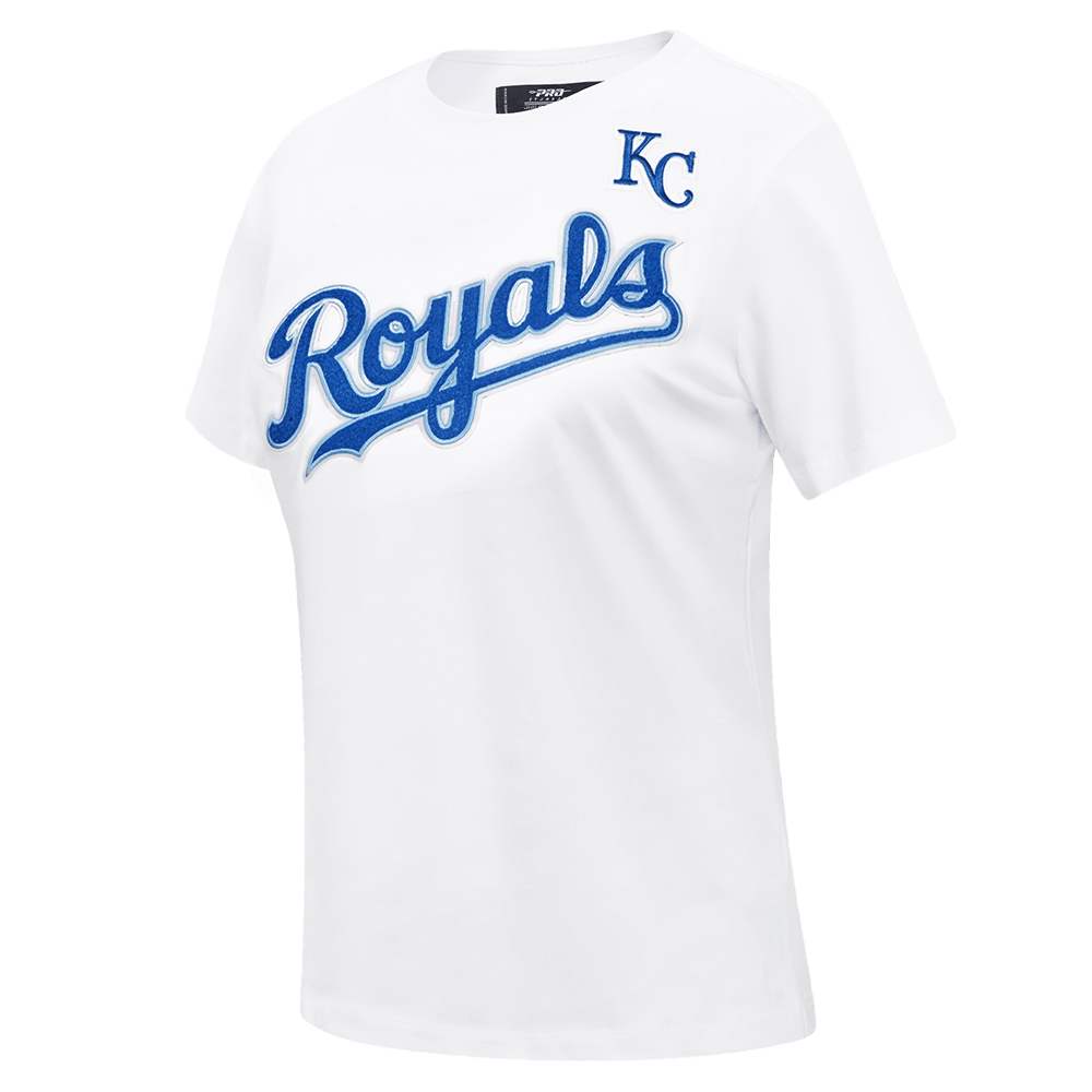 MLB KANSAS CITY ROYALS CLASSIC SHORT SLEEVE WOMEN'S SINGLE JERSEY SLIM FIT TOP (WHITE)