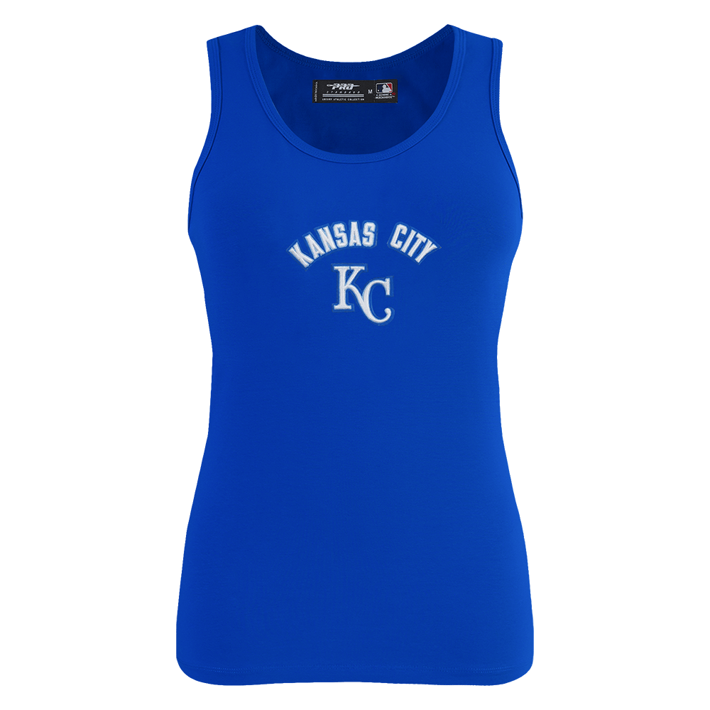 CAMISETA DEPORTIVA RELAJADA CLÁSICA PARA MUJER MLB KANSAS CITY ROYALS FIR CON ESPALDA DE NADADORA (AZUL REAL)