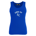 CAMISETA DEPORTIVA RELAJADA CLÁSICA PARA MUJER MLB KANSAS CITY ROYALS FIR CON ESPALDA DE NADADORA (AZUL REAL)