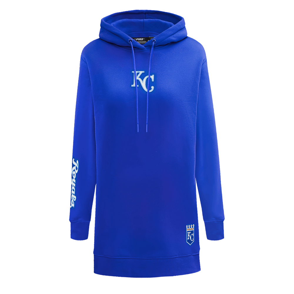 VESTIDO SUDADERA CON CAPUCHA DE POLAR CLÁSICO MLB KANSAS CITY ROYALS PARA MUJER (AZUL REAL)
