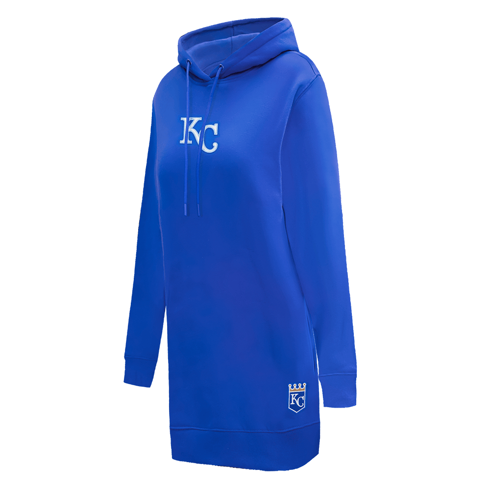 VESTIDO SUDADERA CON CAPUCHA DE POLAR CLÁSICO MLB KANSAS CITY ROYALS PARA MUJER (AZUL REAL)