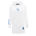 VESTIDO SUDADERA CON CAPUCHA DE POLAR CLÁSICO MLB KANSAS CITY ROYALS PARA MUJER (BLANCO)
