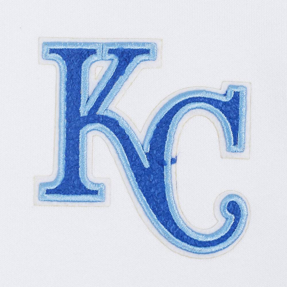 VESTIDO SUDADERA CON CAPUCHA DE POLAR CLÁSICO MLB KANSAS CITY ROYALS PARA MUJER (BLANCO)