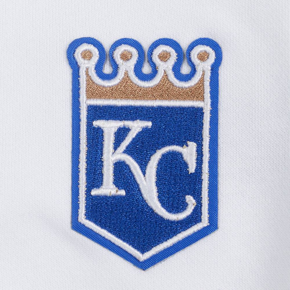 VESTIDO SUDADERA CON CAPUCHA DE POLAR CLÁSICO MLB KANSAS CITY ROYALS PARA MUJER (BLANCO)