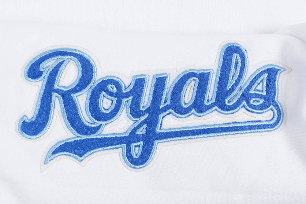 VESTIDO SUDADERA CON CAPUCHA DE POLAR CLÁSICO MLB KANSAS CITY ROYALS PARA MUJER (BLANCO)