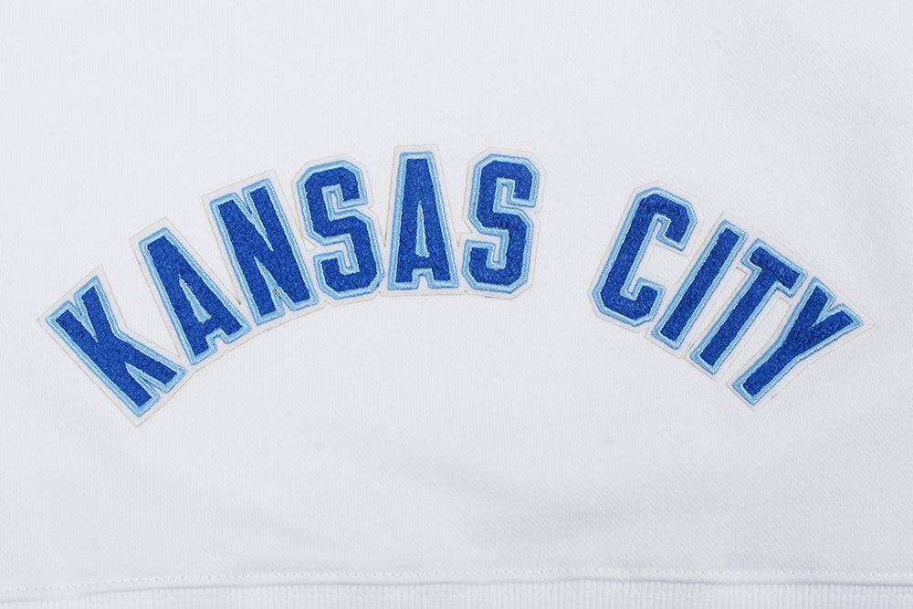 VESTIDO SUDADERA CON CAPUCHA DE POLAR CLÁSICO MLB KANSAS CITY ROYALS PARA MUJER (BLANCO)