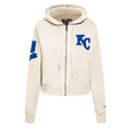 MLB KANSAS CITY ROYALS TRIPLE TONAL WOMEN'S DOUBLE KNIT FULL ZIP HOODIE (EGGSHELL)