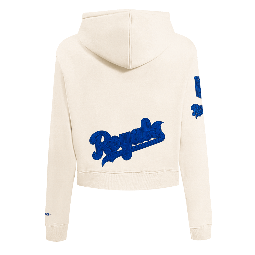MLB KANSAS CITY ROYALS TRIPLE TONAL WOMEN'S DOUBLE KNIT FULL ZIP HOODIE (EGGSHELL)