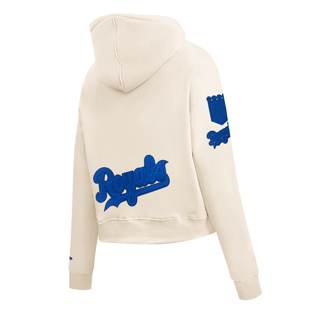 MLB KANSAS CITY ROYALS TRIPLE TONAL WOMEN'S DOUBLE KNIT FULL ZIP HOODIE (EGGSHELL)