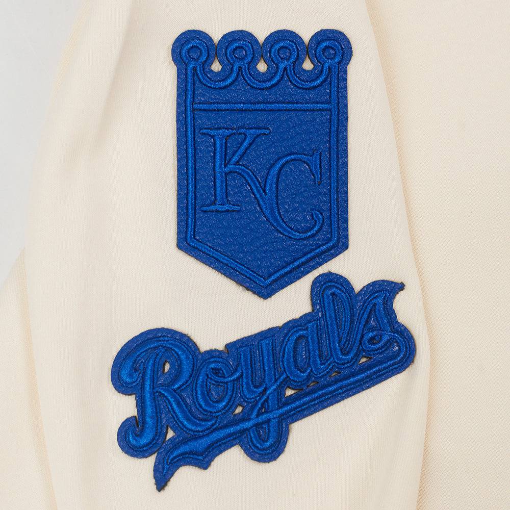 MLB KANSAS CITY ROYALS TRIPLE TONAL WOMEN'S DOUBLE KNIT FULL ZIP HOODIE (EGGSHELL)