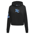 MLB KANSAS CITY ROYALS CLASSIC WOMEN'S CROPPED PULLOVER HOODIE (BLACK)