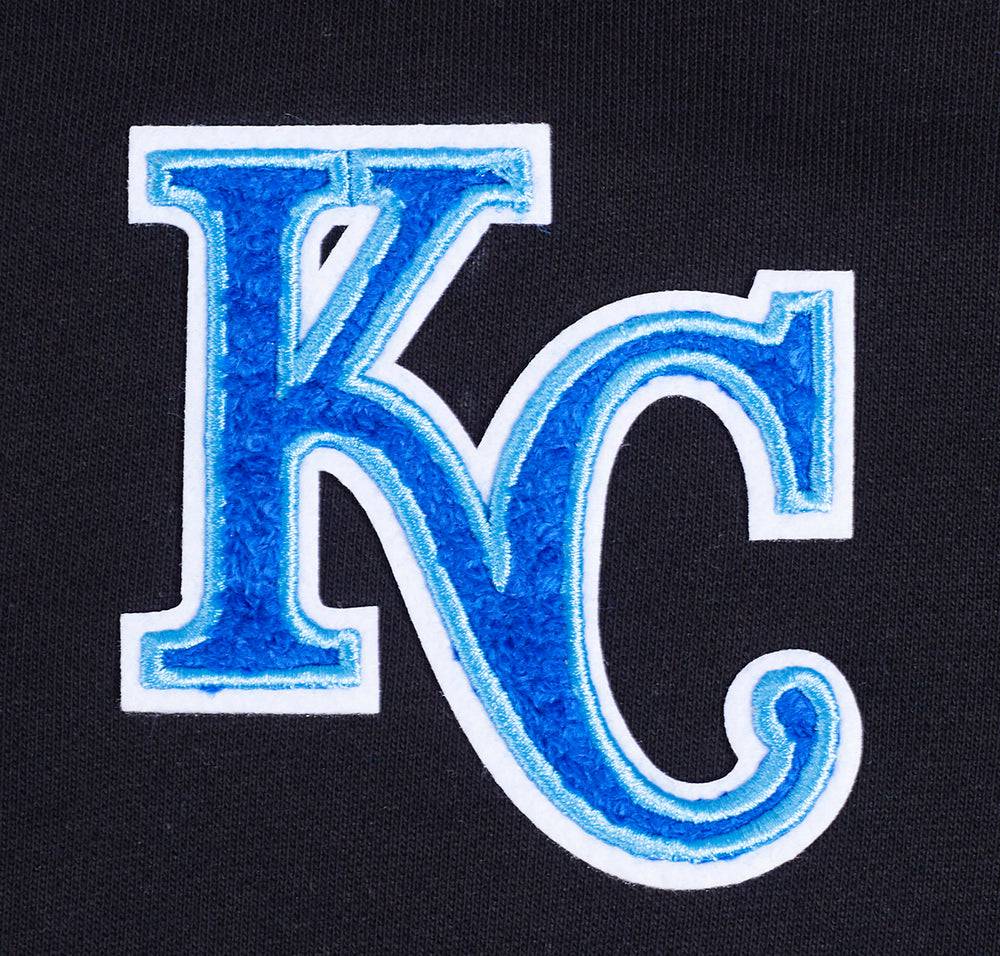 MLB KANSAS CITY ROYALS CLASSIC WOMEN'S CROPPED PULLOVER HOODIE (BLACK)
