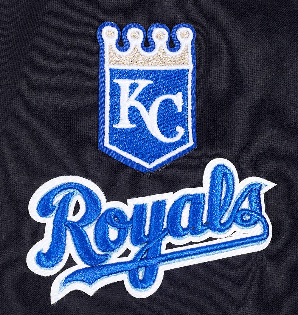 MLB KANSAS CITY ROYALS CLASSIC WOMEN'S CROPPED PULLOVER HOODIE (BLACK)