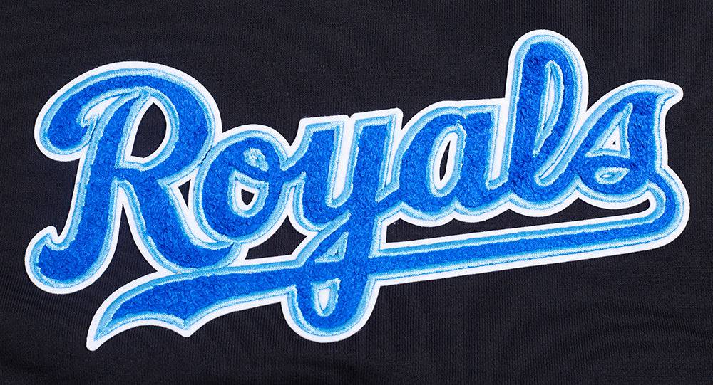 MLB KANSAS CITY ROYALS CLASSIC WOMEN'S CROPPED PULLOVER HOODIE (BLACK)