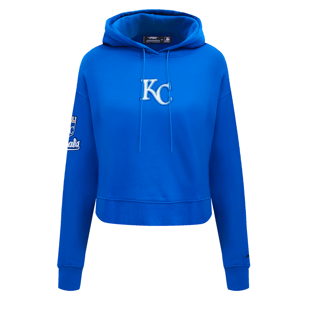 MLB KANSAS CITY ROYALS CLASSIC WOMEN'S CROPPED PULLOVER HOODIE (ROYAL BLUE)