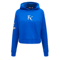 MLB KANSAS CITY ROYALS CLASSIC WOMEN'S CROPPED PULLOVER HOODIE (ROYAL BLUE)