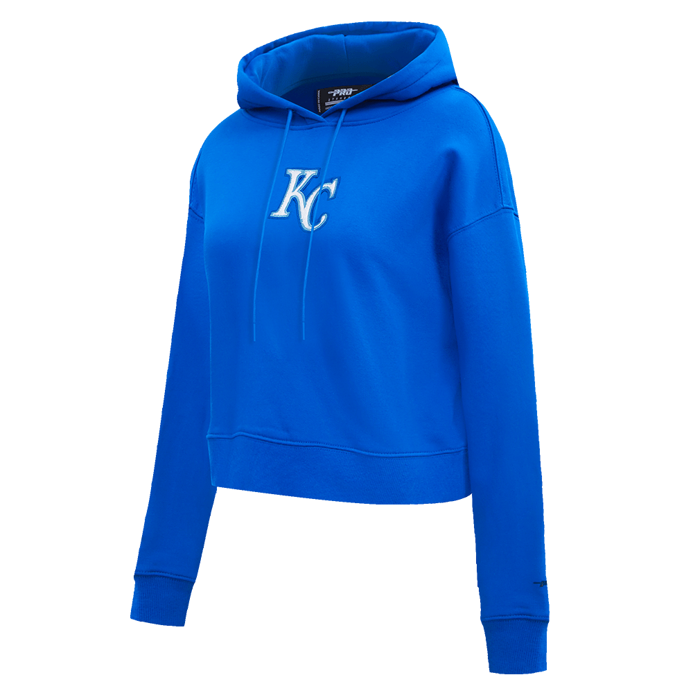 MLB KANSAS CITY ROYALS CLASSIC WOMEN'S CROPPED PULLOVER HOODIE (ROYAL BLUE)