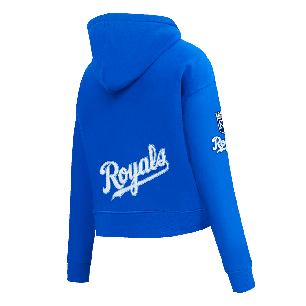 MLB KANSAS CITY ROYALS CLASSIC WOMEN'S CROPPED PULLOVER HOODIE (ROYAL BLUE)