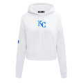 MLB KANSAS CITY ROYALS CLASSIC WOMEN'S CROPPED PULLOVER HOODIE (WHITE)