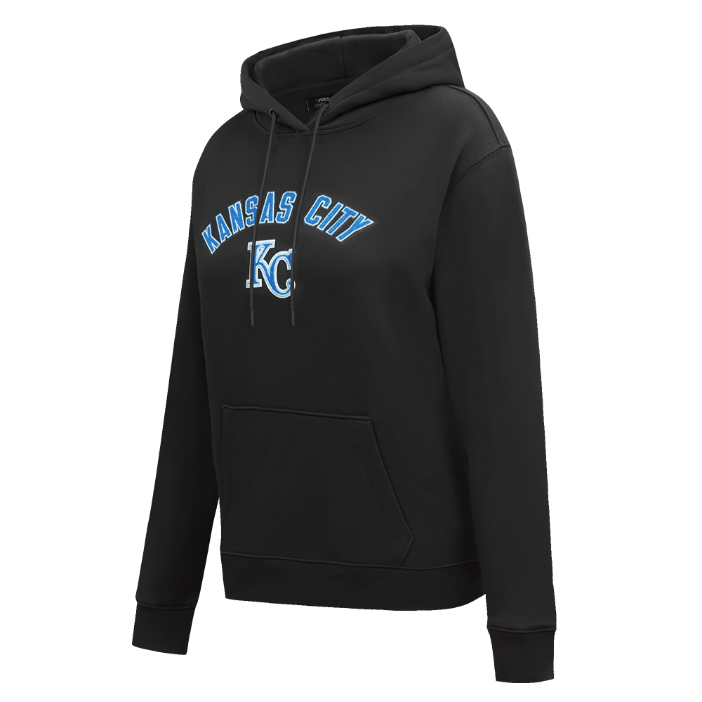 MLB KANSAS CITY ROYALS SUDADERA CLÁSICA CON CAPUCHA DE POLAR PARA MUJER (NEGRA)
