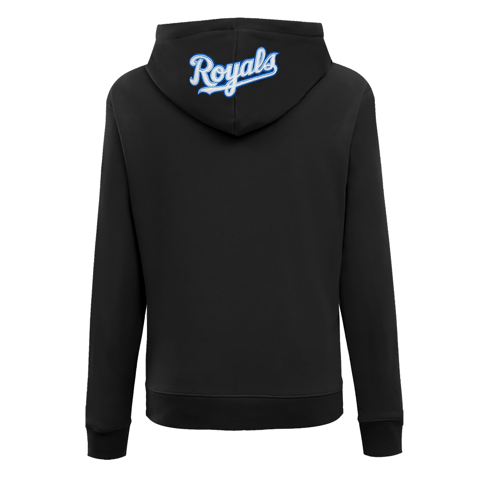 MLB KANSAS CITY ROYALS SUDADERA CLÁSICA CON CAPUCHA DE POLAR PARA MUJER (NEGRA)