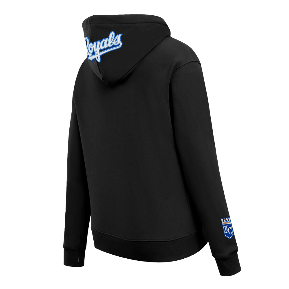 MLB KANSAS CITY ROYALS SUDADERA CLÁSICA CON CAPUCHA DE POLAR PARA MUJER (NEGRA)