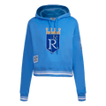 MLB KANSAS CITY ROYALS RETRO CLASSIC WOMEN'S CROPPED PULLOVER HOODIE (UNIVERSITY BLUE)