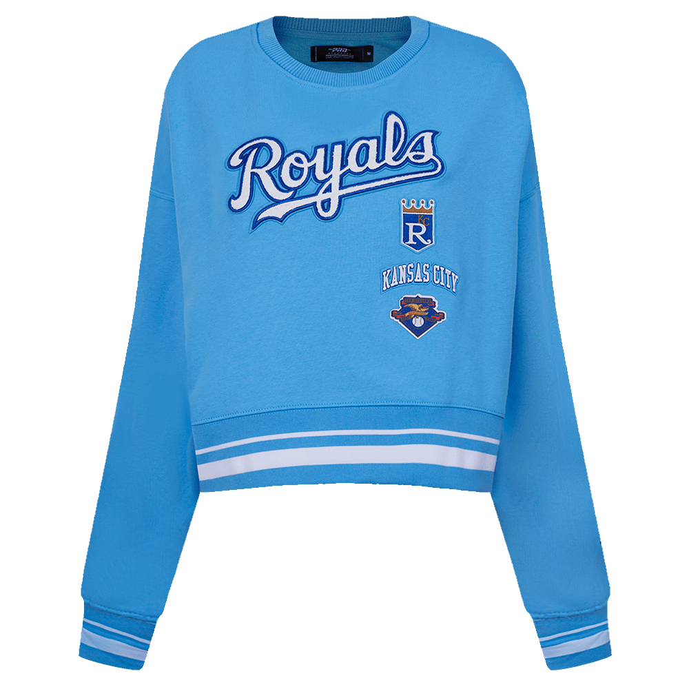 CAMISETA CLÁSICA RETRO DE CUELLO REDONDO PARA MUJER MLB KANSAS CITY ROYALS (AZUL UNIVERSITARIO)