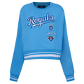 CAMISETA CLÁSICA RETRO DE CUELLO REDONDO PARA MUJER MLB KANSAS CITY ROYALS (AZUL UNIVERSITARIO)