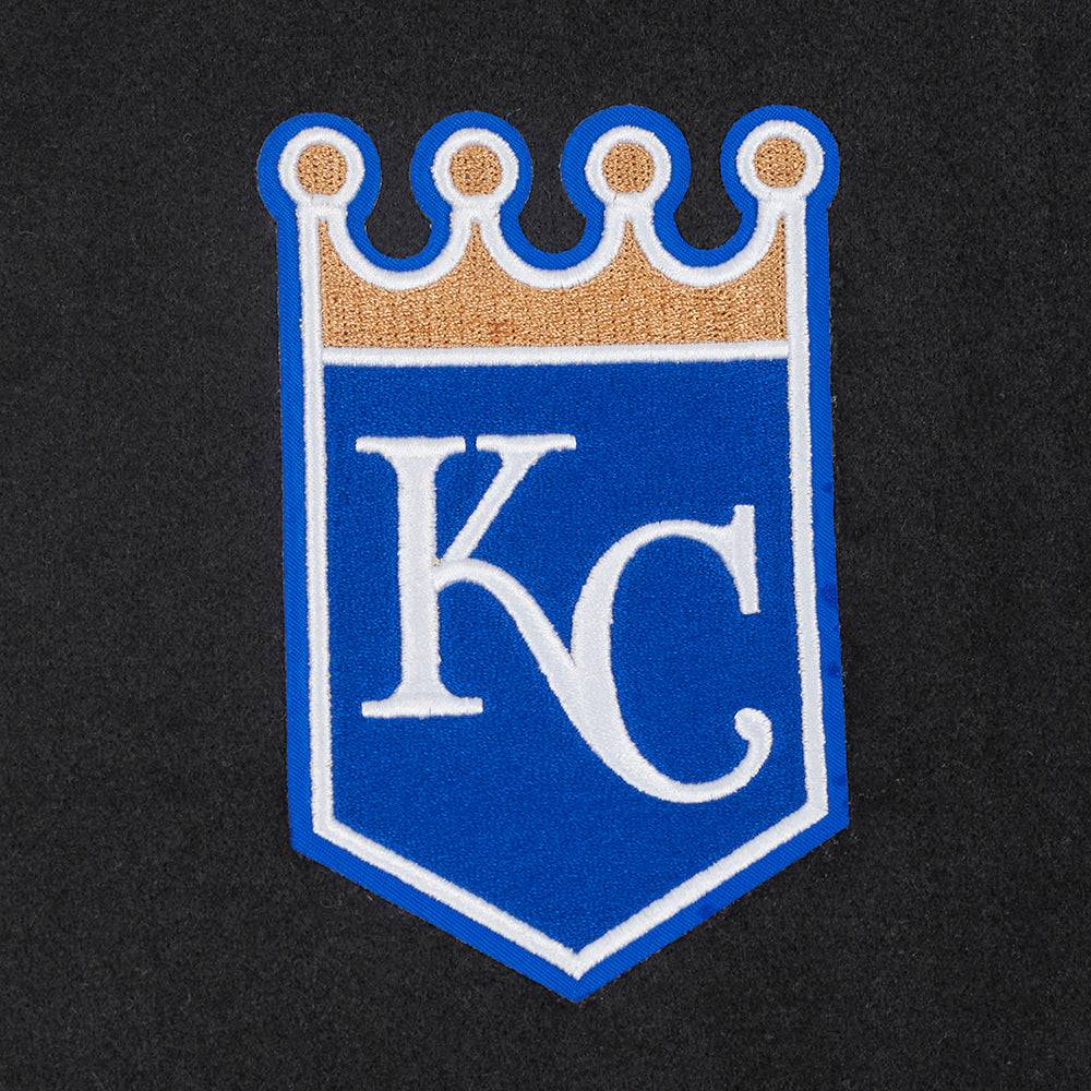 CHAQUETA UNIVERSITARIA CLÁSICA DE LANA PARA MUJER MLB KANSAS CITY ROYALS (NEGRA/BLANCA)