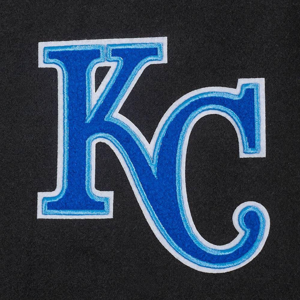 CHAQUETA UNIVERSITARIA CLÁSICA DE LANA PARA MUJER MLB KANSAS CITY ROYALS (NEGRA/BLANCA)