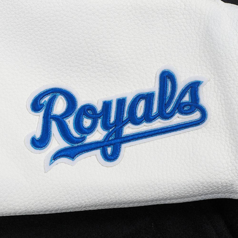 CHAQUETA UNIVERSITARIA CLÁSICA DE LANA PARA MUJER MLB KANSAS CITY ROYALS (NEGRA/BLANCA)